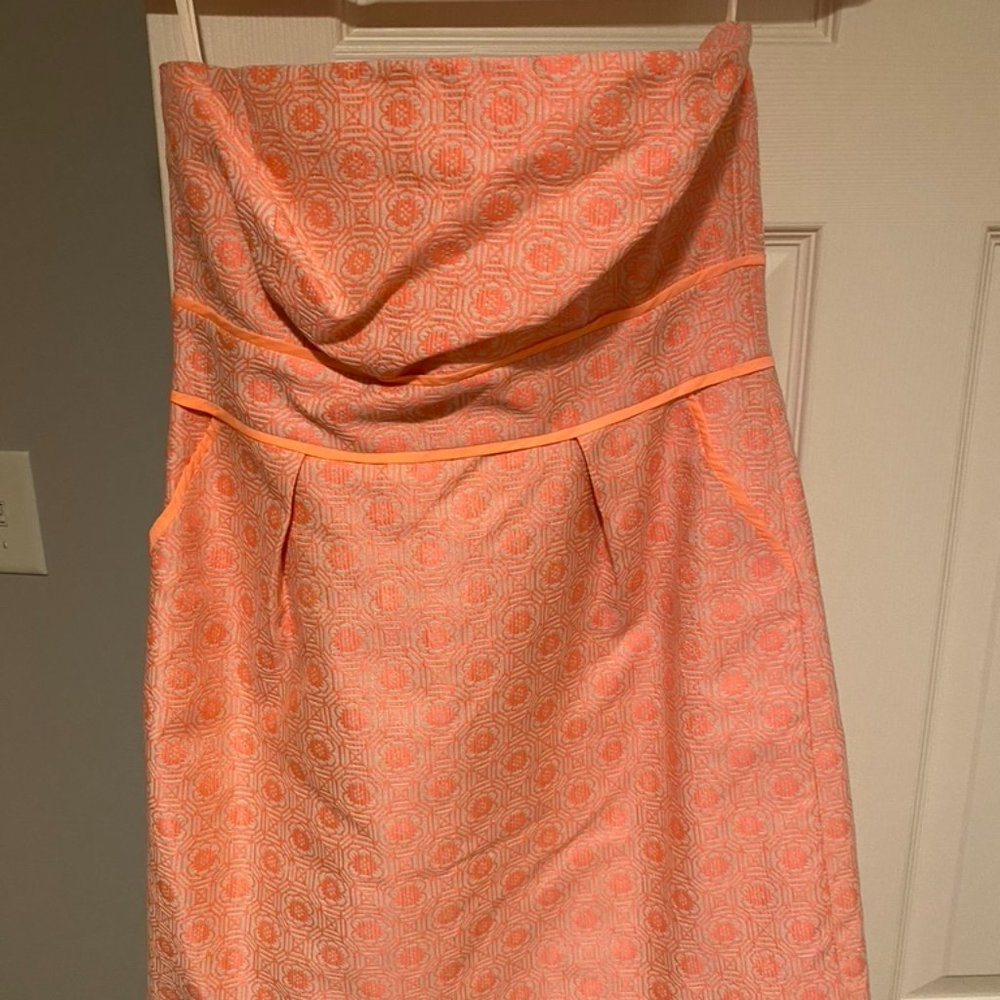 Coral Sparkle Strapless Cocktail Dress Size M
